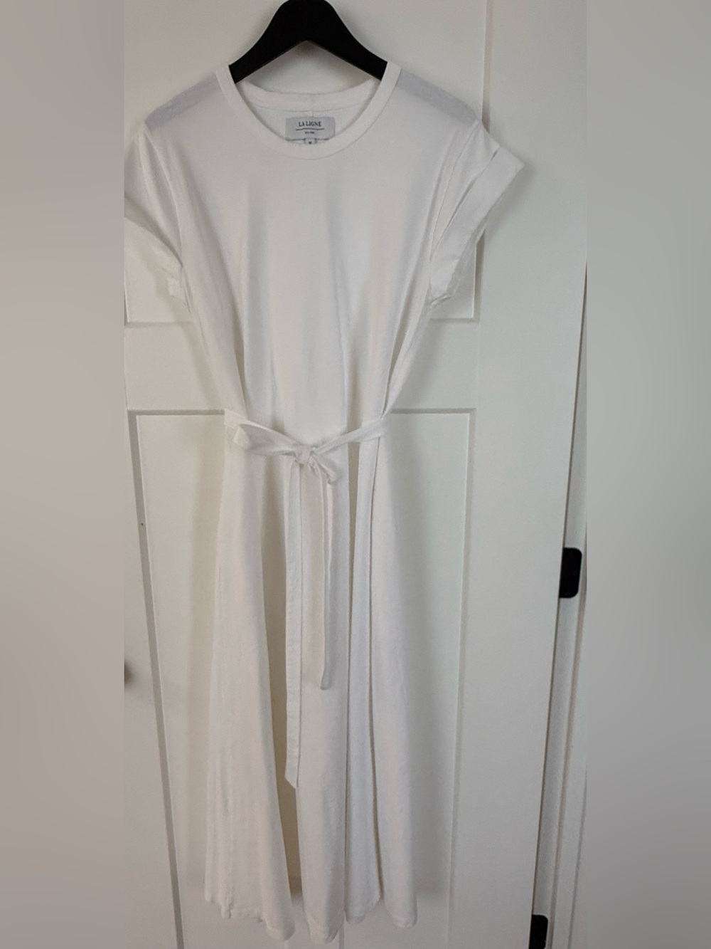 La Ligne Andie White Tie-Waist Maxi Dress